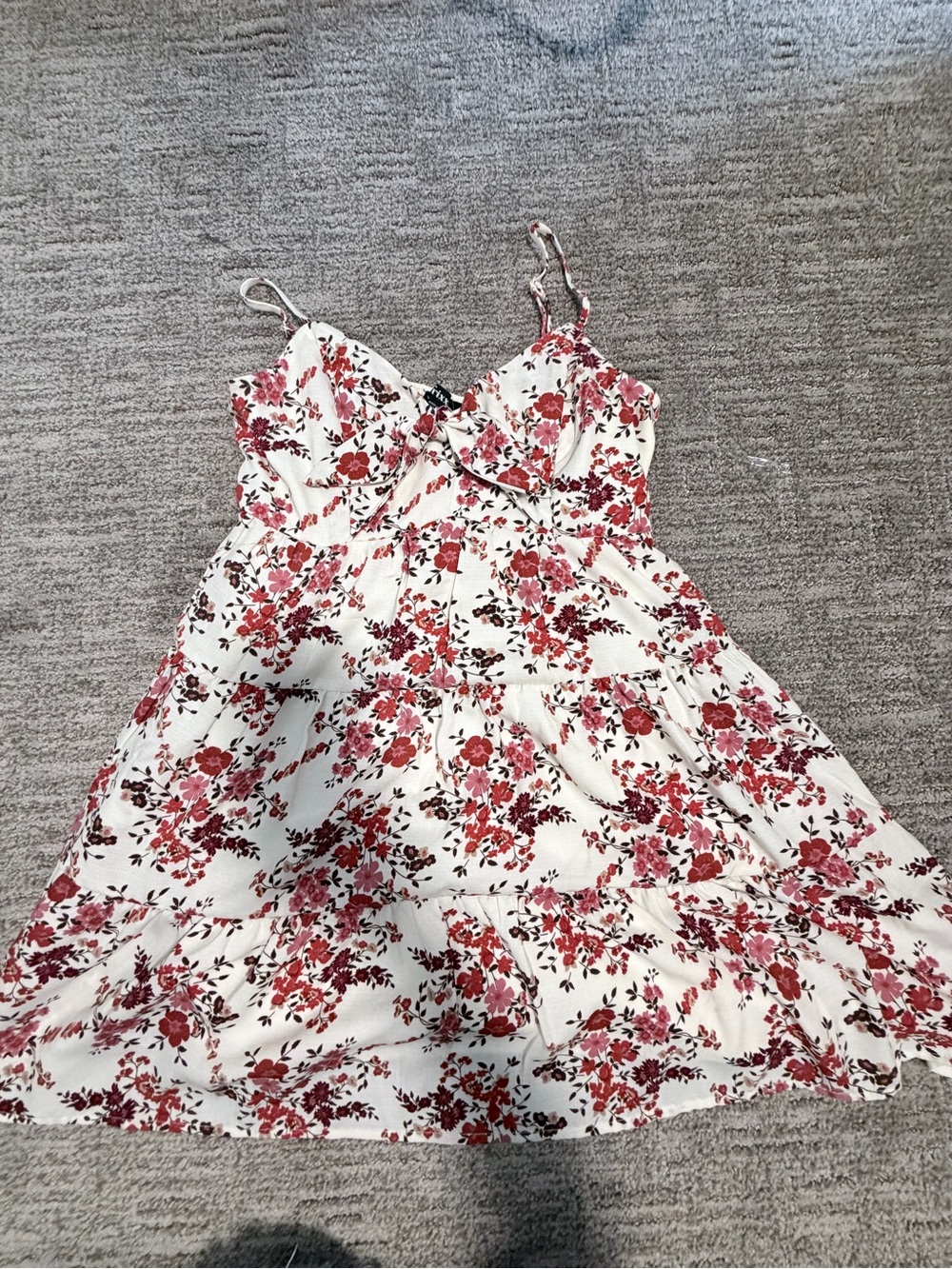 Trixxi White Sundress with Pink and Red Floral Print